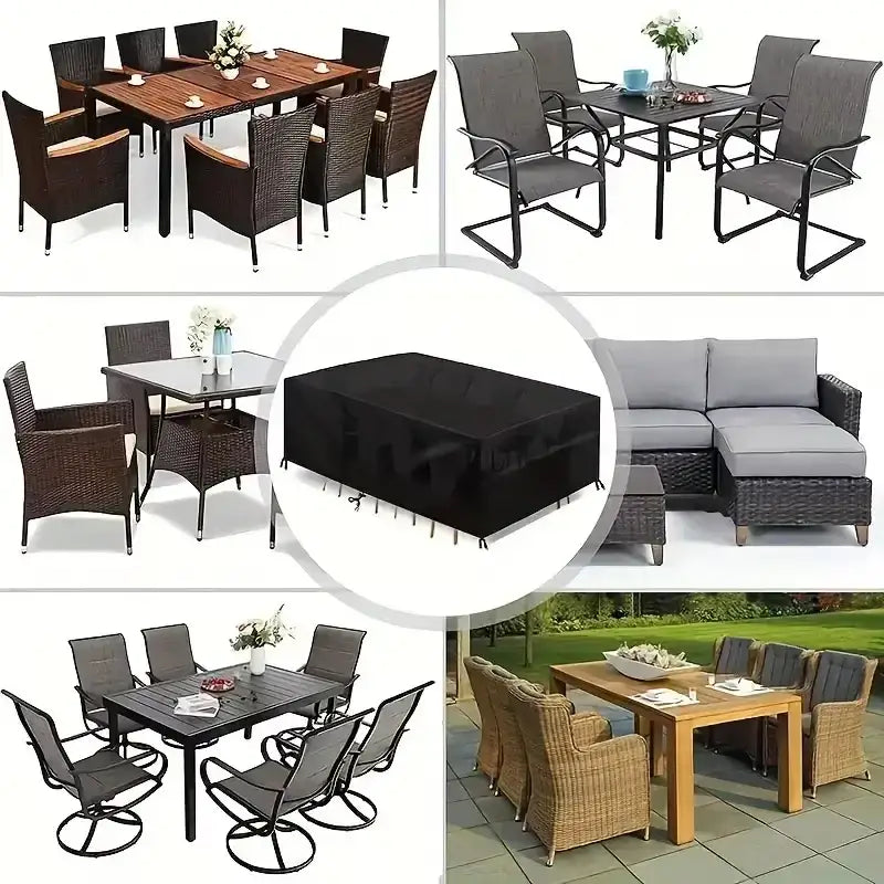 Heavy-Duty Waterproof Patio Furniture Cover – Square Design (Black) Habicare