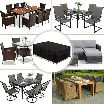 Heavy-Duty Waterproof Patio Furniture Cover – Square Design (Black) Habicare