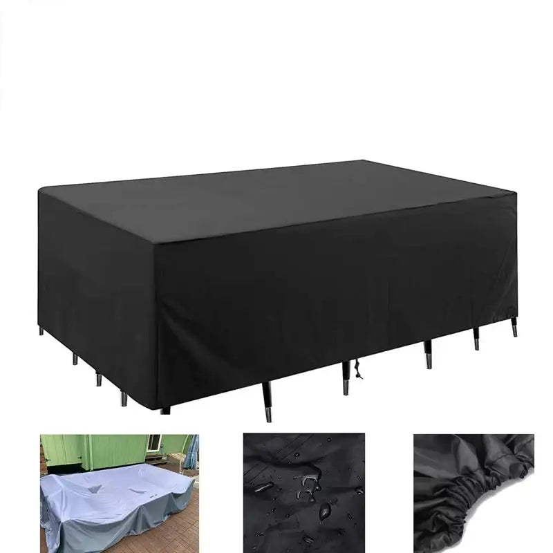 Heavy-Duty Waterproof Patio Furniture Cover – Square Design (Black) Habicare