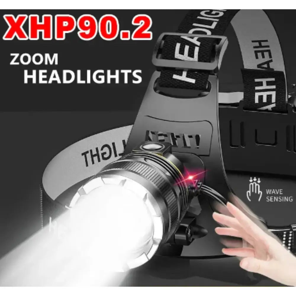 Habicare SS high-power LED headlamp designed for outdoor activities, with adjustable straps and bright illumination.