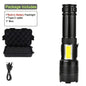 High Power Rechargeable LED Flashlight by Habicare, compact SS model with durable design, shown with packaging.