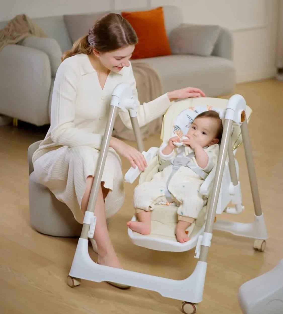 Preorder - Jupiter Beige 2-in-1 High Chair & Swing
