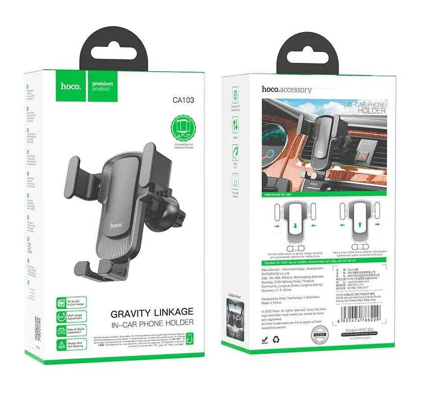 Hoco CA103 Gravity Car Air Vent Phone Holder | Automatic Clamp Mount for 4.5–7 Inch Phones