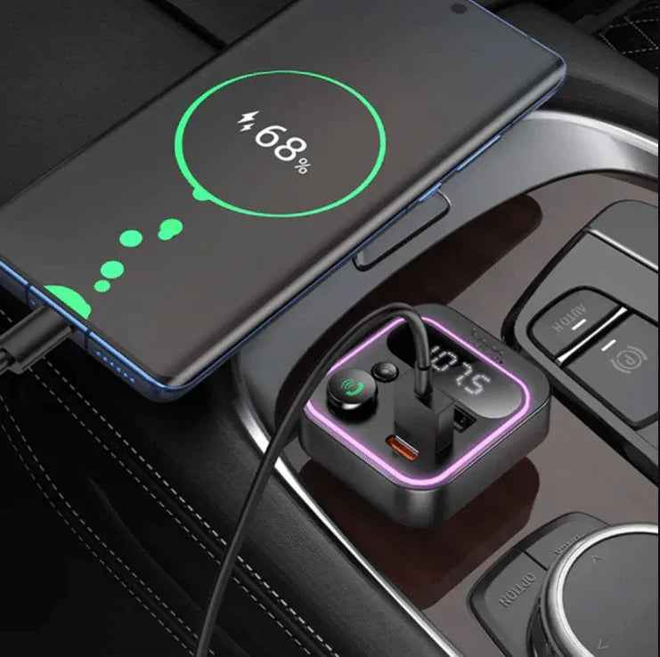 Hoco 38W FM Car Kit with PD+QC, RGB Light (E85) | Bluetooth 5.4 Car Charger