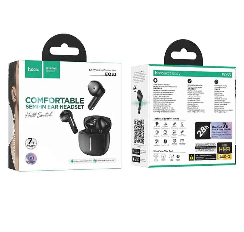 Hoco EQ33 Semi-In-Ear TWS Earbuds – 7H Playtime