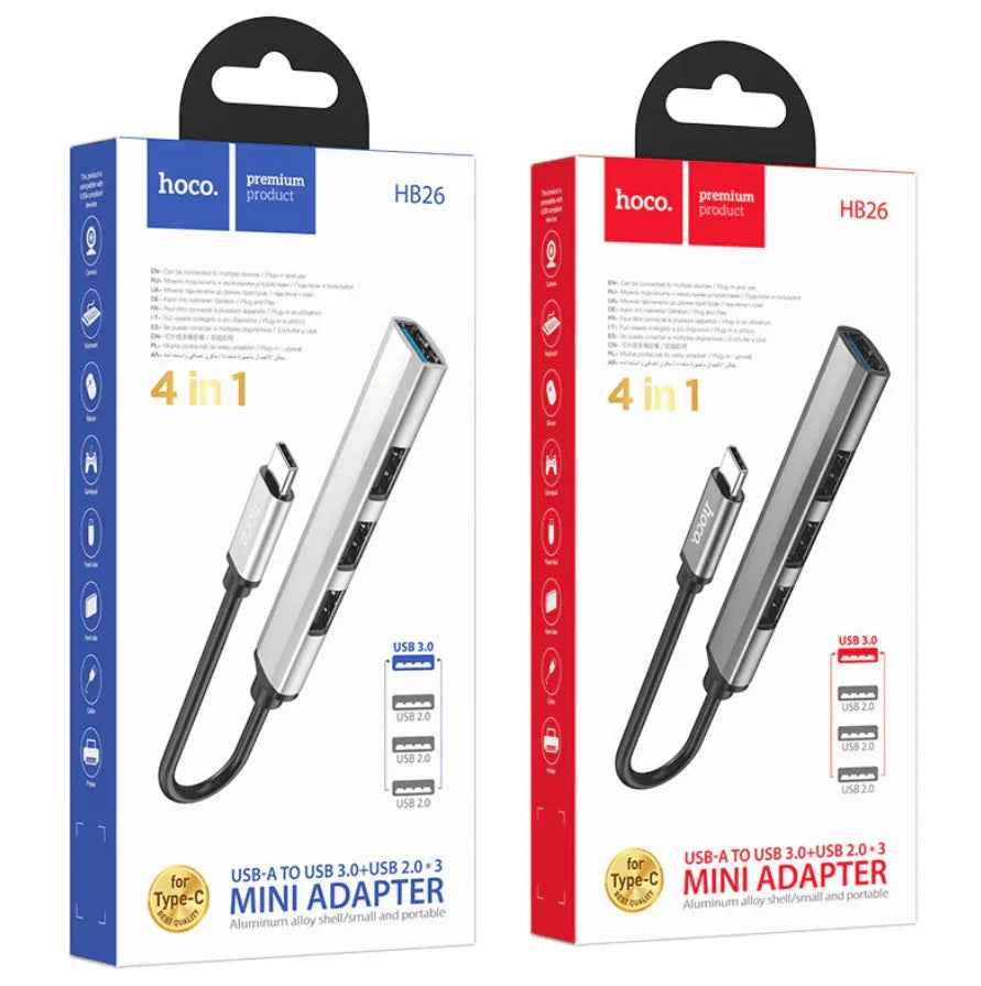 Hoco HB26 4 in 1 Type C to USB Hub NZ