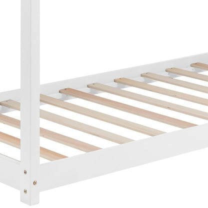 White single kid bed frame from Sue-E Furniture with a simple, sturdy design, ideal for children's bedroom decor.