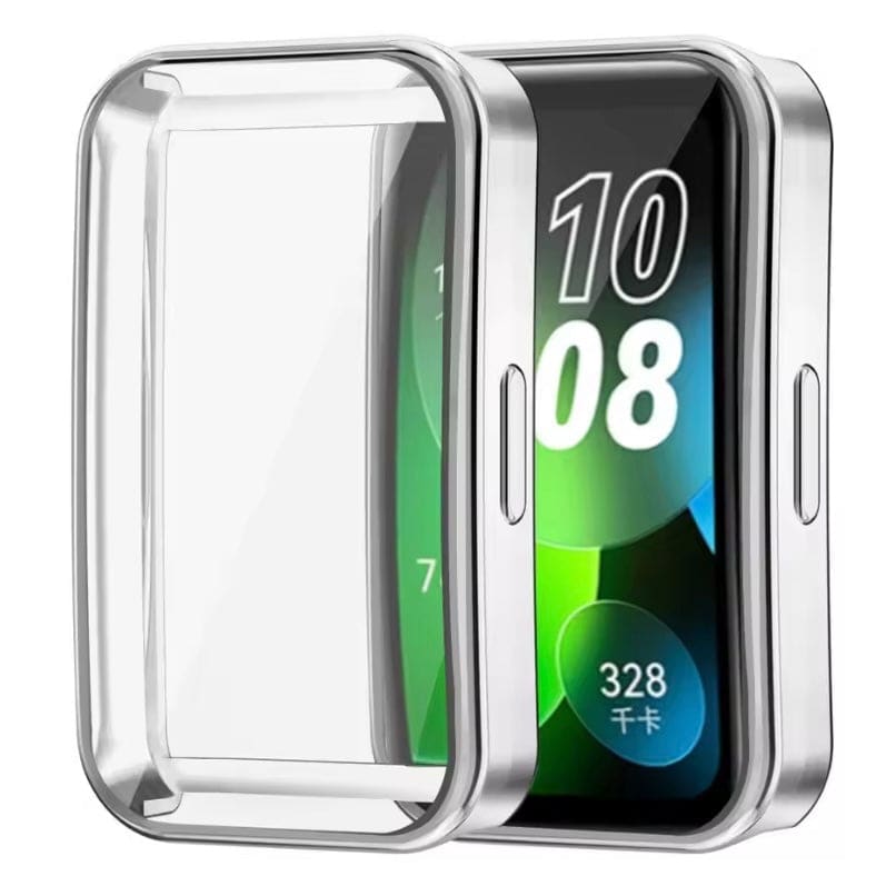 Clear protective case for Huawei Band 10, designed by That Watch Shop, fits the watch screen for enhanced durability.