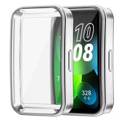 Clear protective case for Huawei Band 10, designed by That Watch Shop, fits the watch screen for enhanced durability.