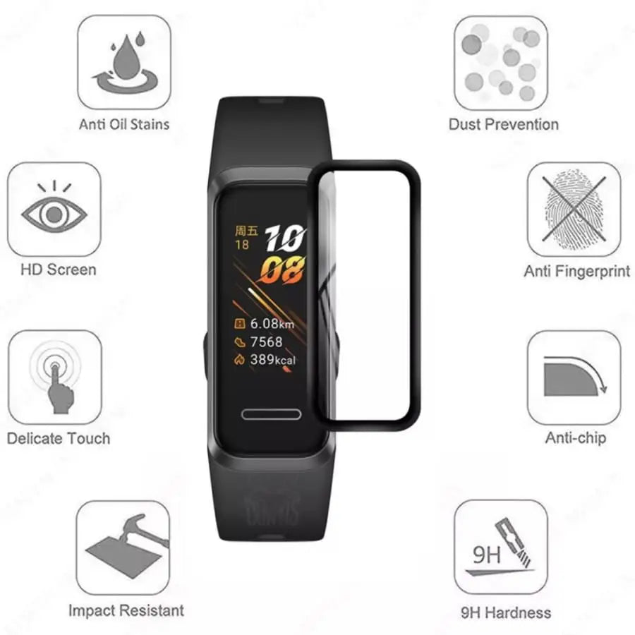 Set of five Habicare screen protectors for Huawei Band 4 watch, providing durable protection for the device's display.