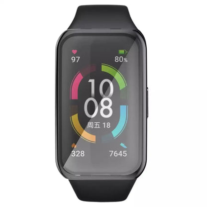 Black Habicare protective watch case for Huawei Band 8 and Band 9, provides durable protection for the fitness tracker.