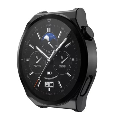Black Habicare protective watch case for Huawei GT 2 Pro, showing a snug fit around the smartwatch with a sleek design.