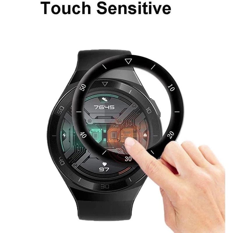 Huawei GT 2e Sport watch screen protector, touch-sensitive protective film on a smartwatch screen, durable and clear.
