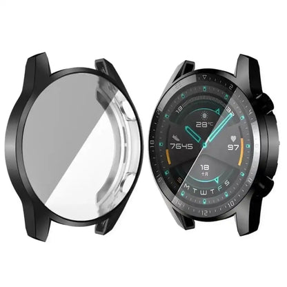 Black Habicare protective case for Huawei GT 42mm smartwatch, showing a snug fit and durable design.