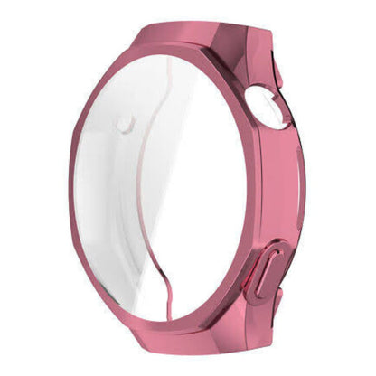 Pink protective watch case for Huawei GT5 Pro 42mm with glossy rose gold finish, designed to shield and enhance the watch's appearance.