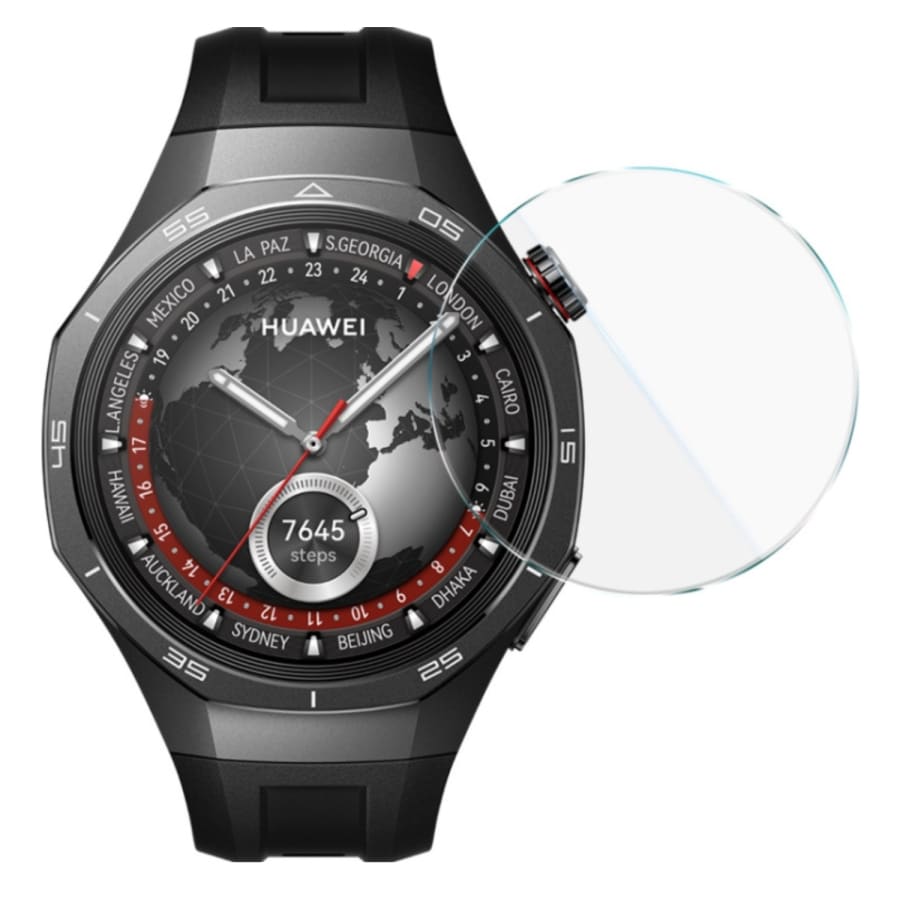 Dark gray hydrogel screen protectors for Huawei GT5 Pro 46mm smartwatch, shown in pack of six, designed for durable protection.