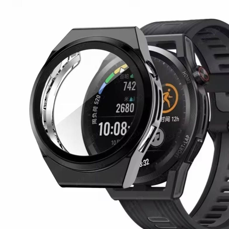 Black protective case for Huawei GT5 Pro 46mm smartwatch, designed to shield the watch from scratches and impacts.