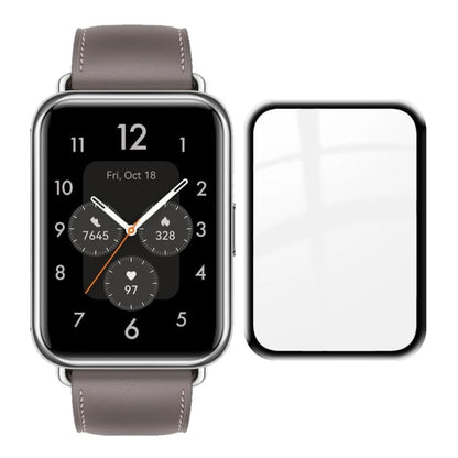 Two Huawei Watch Fit 2 screen protectors in clear packaging, designed to protect the watch display from scratches and impacts.