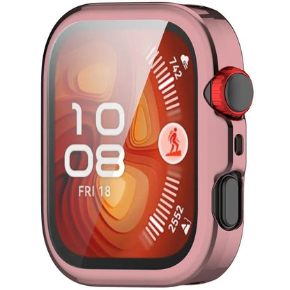 Pink protective case for Huawei Watch Fit 4 Pro with screen protector, designed to safeguard the watch from scratches and impacts.