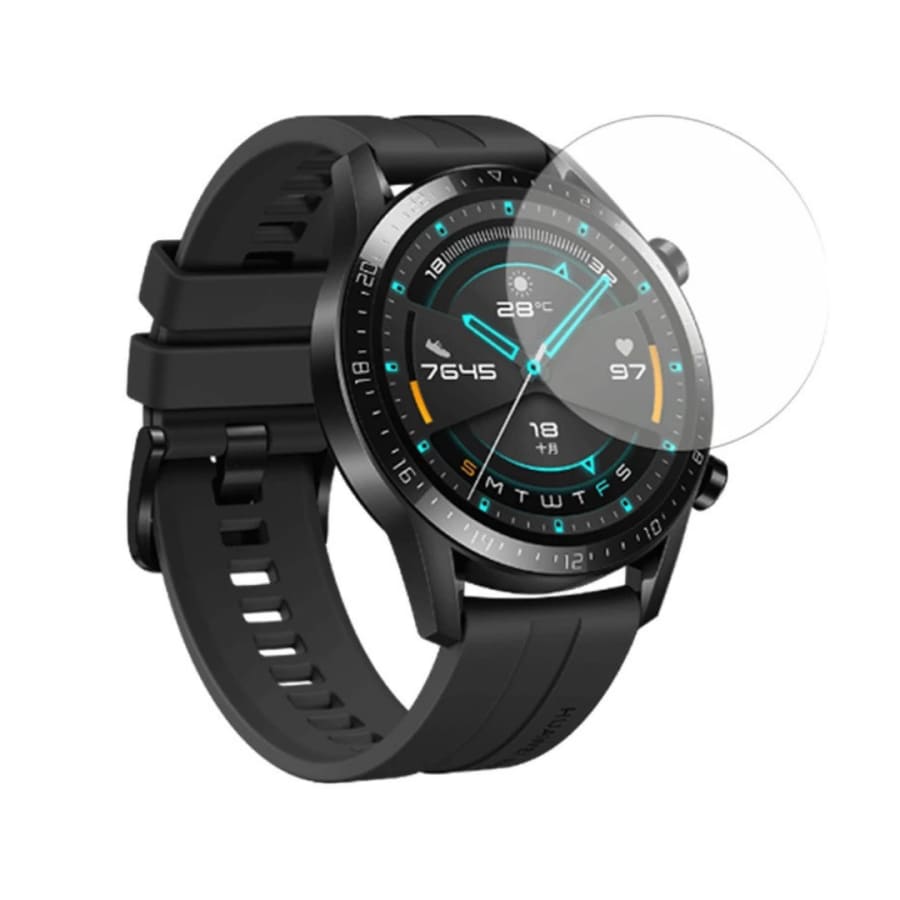 Huawei Watch GT 42mm screen protector by That Watch Shop, showing clear protective film on smartwatch screen.