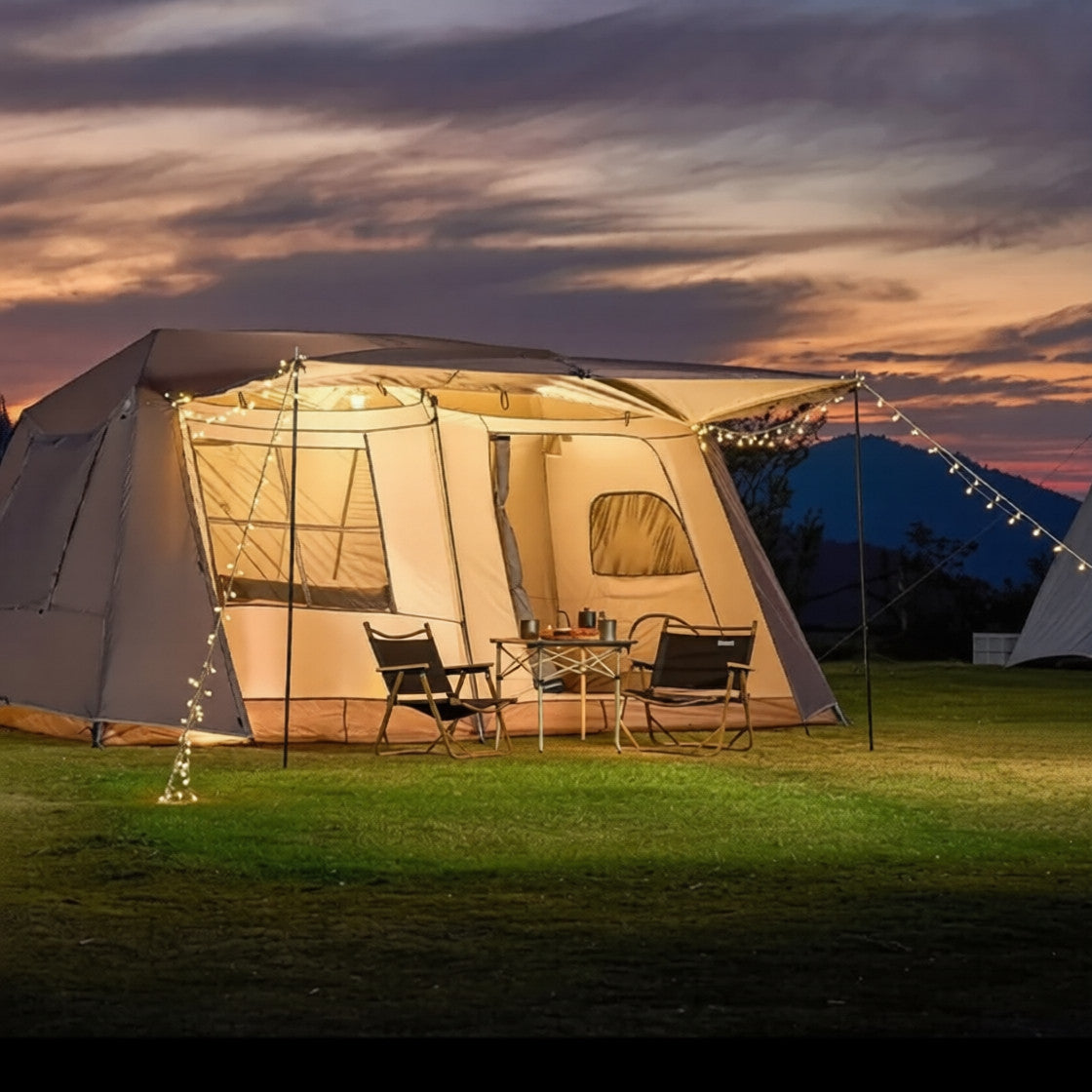 Family Tent Double Layers Waterproof Tent Manual pole setup  PU3000+ LCF01633 ECOTREK