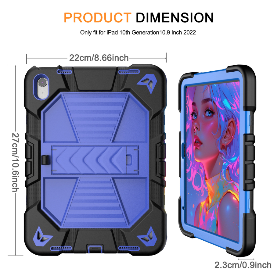 Apple iPad Air 11-Inch M2 Rugged Shockproof Case with Kickstand (Blue)