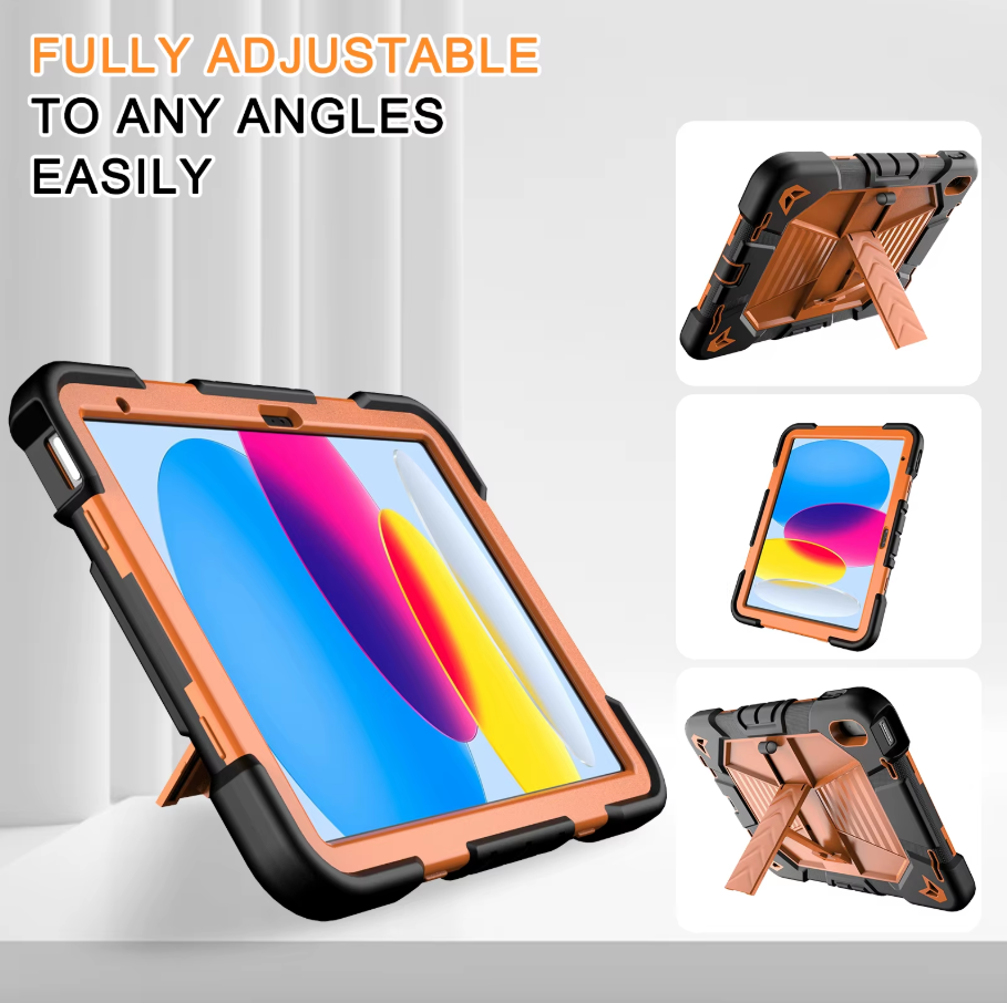 Apple iPad Air 11-Inch M2 Rugged Shockproof Case with Kickstand (Orange)