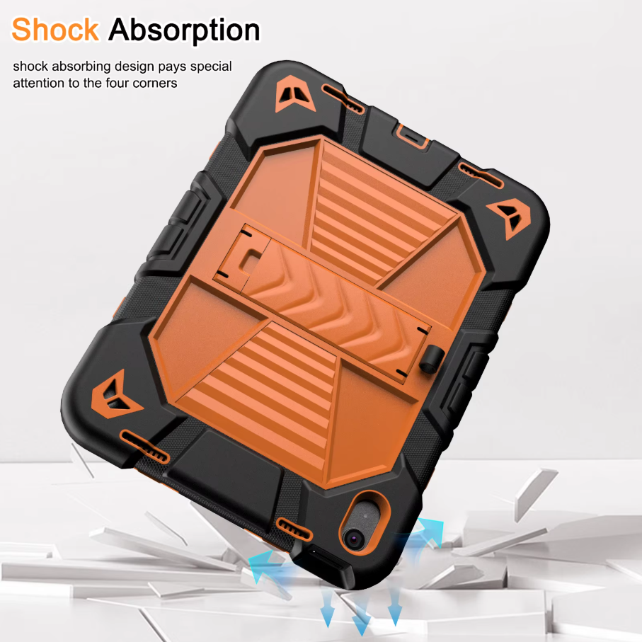 iPad Air 5th Generation (10.9 Inch) Rugged Shockproof Case with Kickstand (Orange) - ShopHub