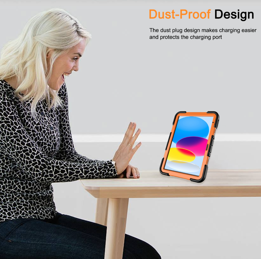 Apple iPad Air 11-Inch M2 Rugged Shockproof Case with Kickstand (Orange) - ShopHub