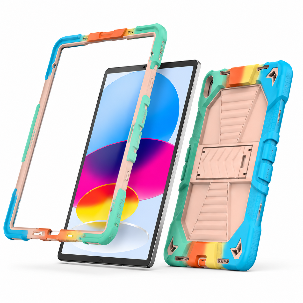 Apple iPad Air 11-Inch (M3) 2025 Rugged Shockproof Case with Kickstand(Rainbow) - ShopHub