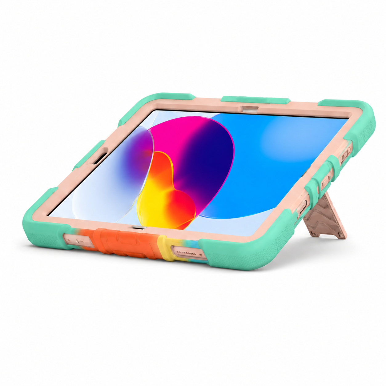iPad Air 5th Generation (10.9 Inch) Rugged Shockproof Case with Kickstand (Rainbow) - ShopHub