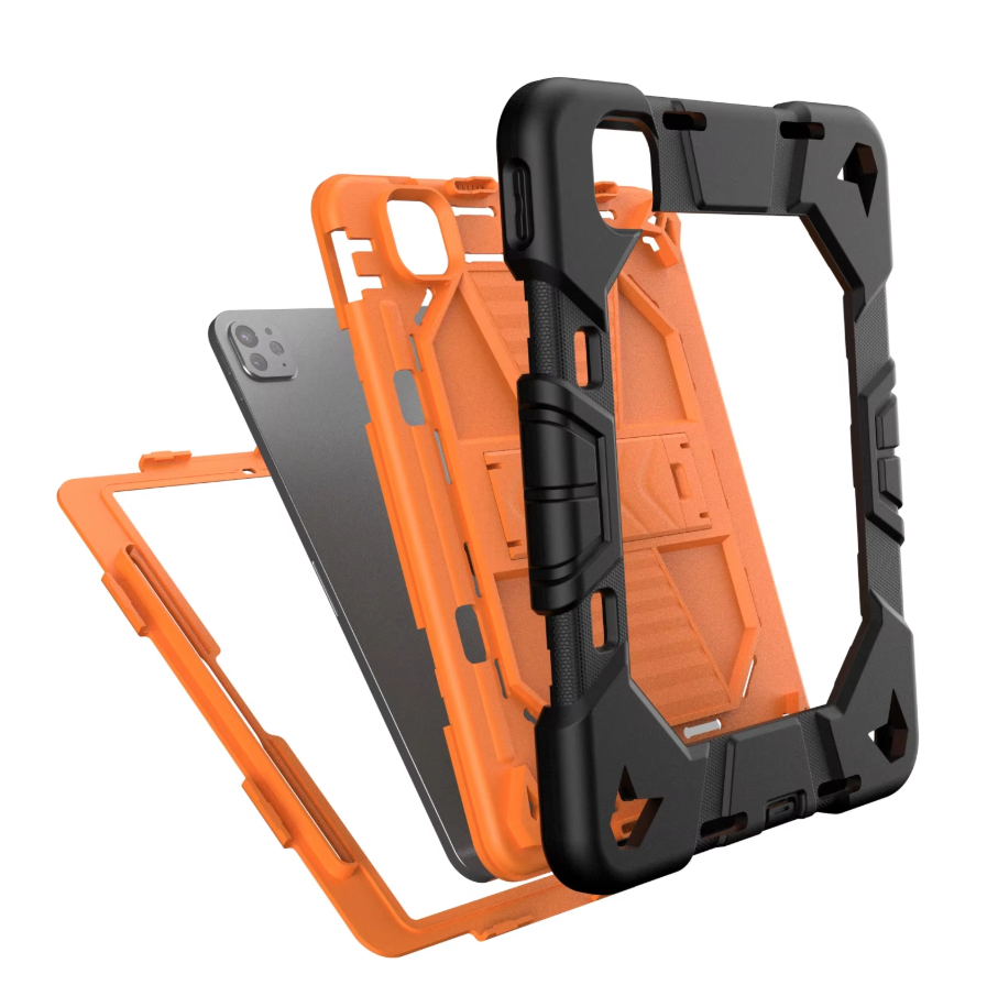 iPad Pro 13-Inch (M4) 2024 Rugged Shockproof Case with Kickstand (Orange)