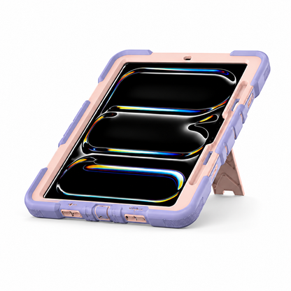 iPad Pro 11-Inch (M4) 2024 7th Gen Rugged Shockproof Case with Kickstand (Pink) - ShopHub