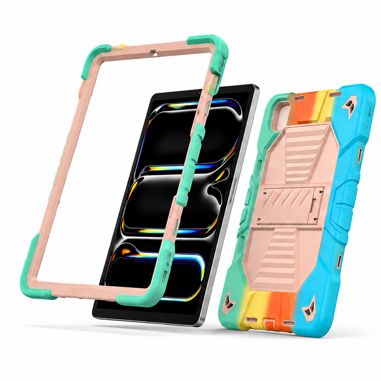 iPad Pro 11-Inch (M5) 2025 Rugged Shockproof Case with Kickstand (Rainbow) - ShopHub