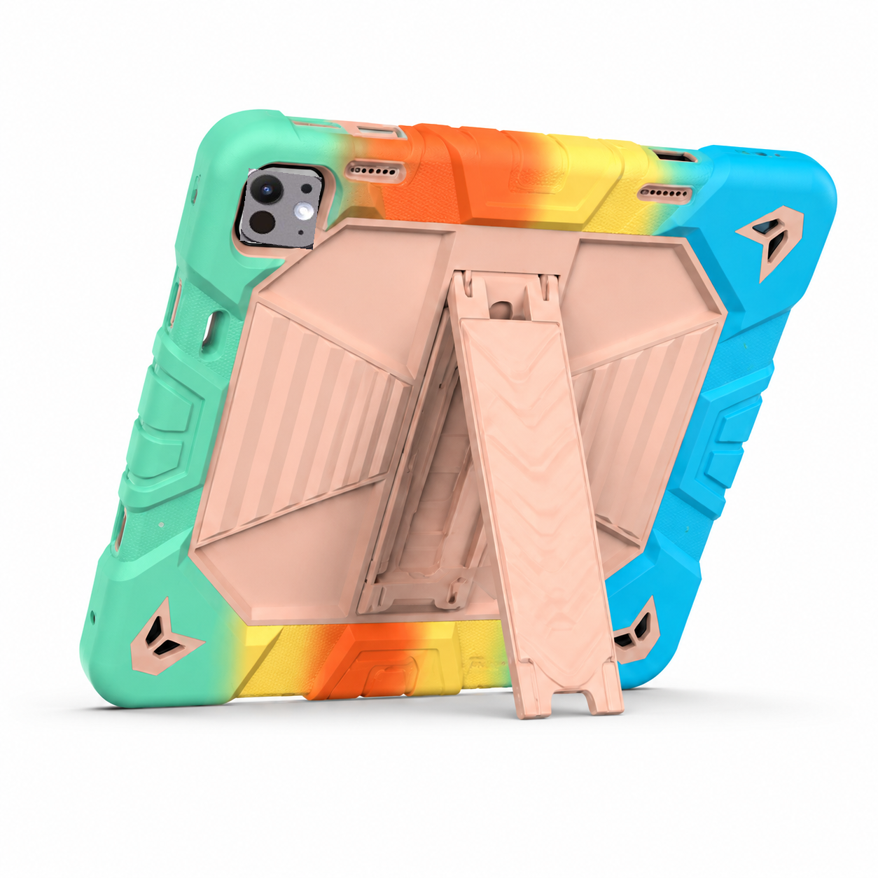 iPad Pro 11-Inch (M5) 2025 Rugged Shockproof Case with Kickstand (Rainbow) - ShopHub