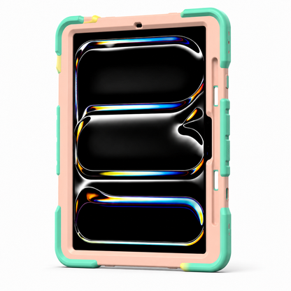 iPad Pro 11-Inch (M4) 2024 7th Gen Rugged Shockproof Case with Kickstand (Rainbow) - ShopHub