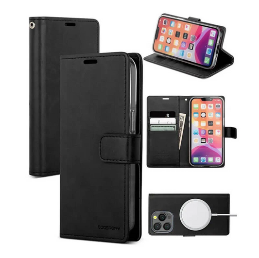 iPhone 12 Pro Max Flip PU Leather Wallet Case (Black) - ShopHub