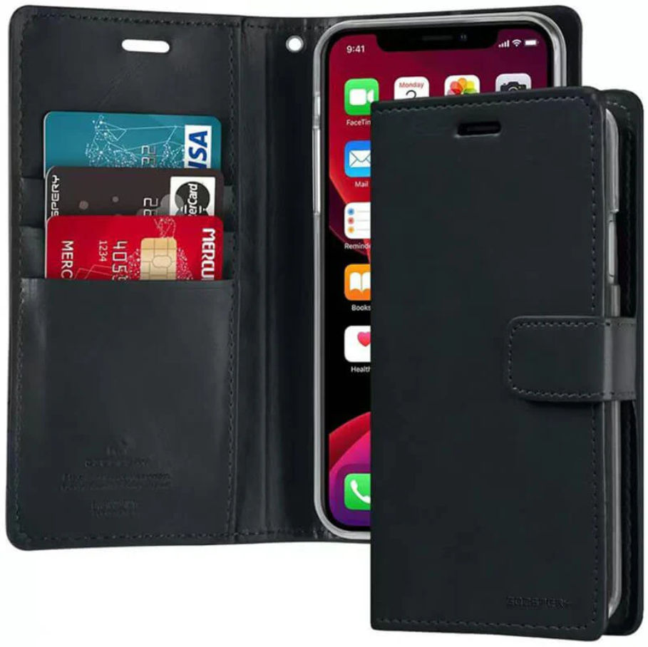 iPhone 12 Pro Max Flip PU Leather Wallet Case (Black) - ShopHub
