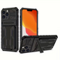 iPhone 15 Pro Max Heavy Duty Shockproof case With Card Holder & Kickstand (Black) - ShopHub