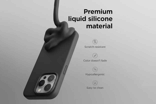 iPhone 14 Pro Max Silicone Case – Soft Protective Cover (Black, Blue, Red)