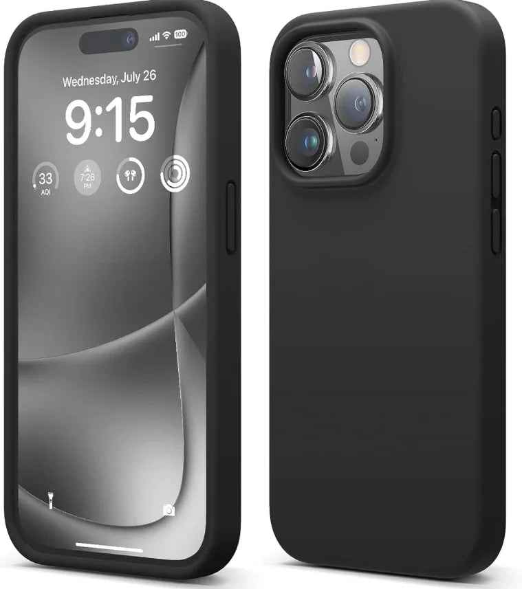 iPhone 15 Pro Max Silicone Case – Soft Protective Cover (Black, Blue, Red)