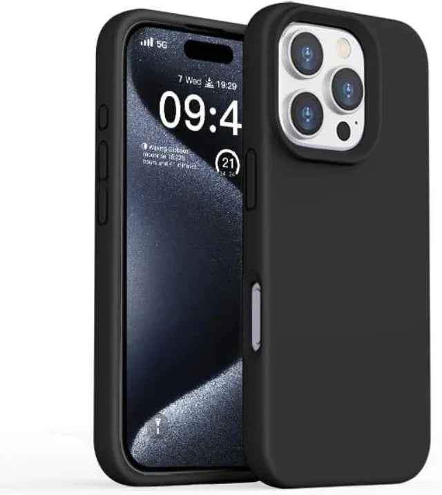 iPhone 16 Pro Silicone Case – Soft Protective Cover (Black, Blue, Red)
