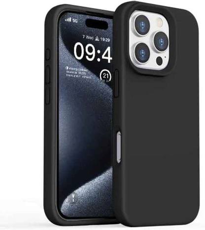 iPhone 16 Pro Silicone Case – Soft Protective Cover (Black, Blue, Red)
