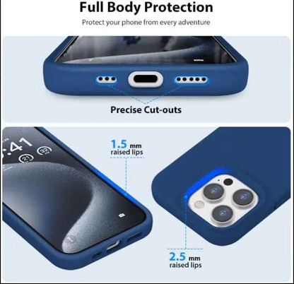 iPhone 16 Pro Silicone Case – Soft Protective Cover (Black, Blue, Red)