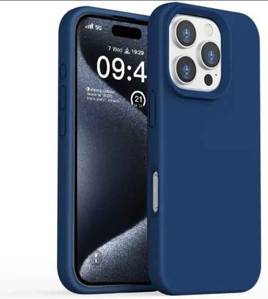 iPhone 16 Pro Silicone Case – Soft Protective Cover (Black, Blue, Red)