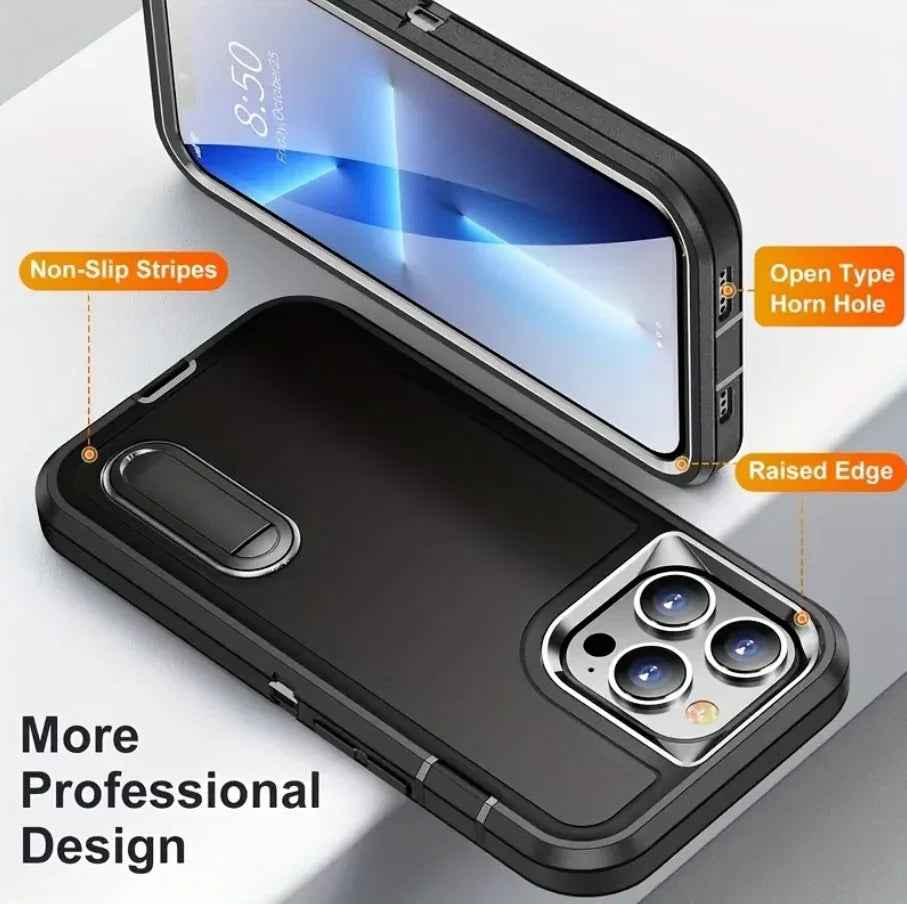IPhone 16 Pro Triple Layer Armor Hard Case with Kickstand