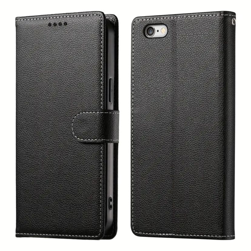 Black flip phone case for iPhone 16e (6.1”) by 9eight5, with a sleek design and multiple color options.