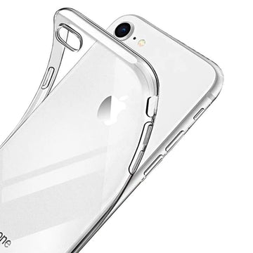 Clear 9eight5 iPhone 7/8 case showing a transparent protective cover on the smartphone.