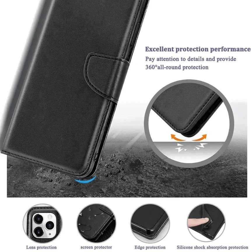 iPhone 15 Pro Wallet Case – Slim Leather Flip Cover with Card Holde