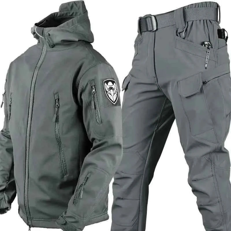 Outdoor Shark Skin Warm Camouflage Jacket and Pants Set - Tactical Softshell Fleece-Lined | Military Style